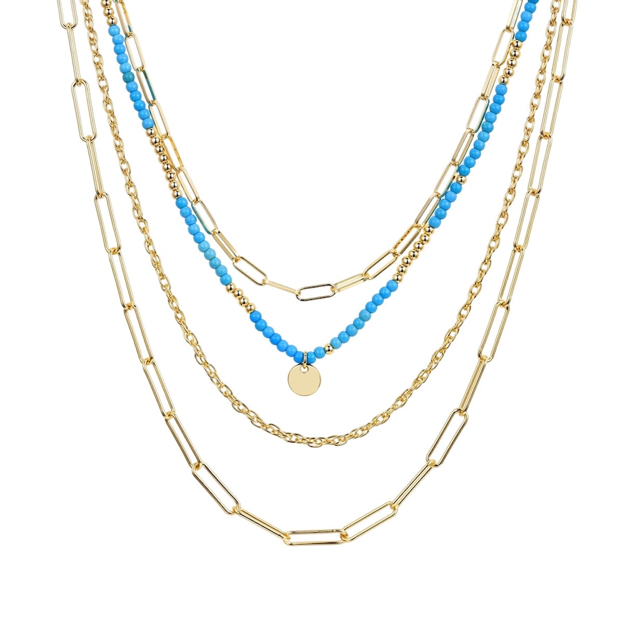 Yokoamii Halskette aus Metall-Legierung in gelbgold mit Naturstein 43,0/46,0/53,0/60,0 cm Basiskette + 3,0 Damen