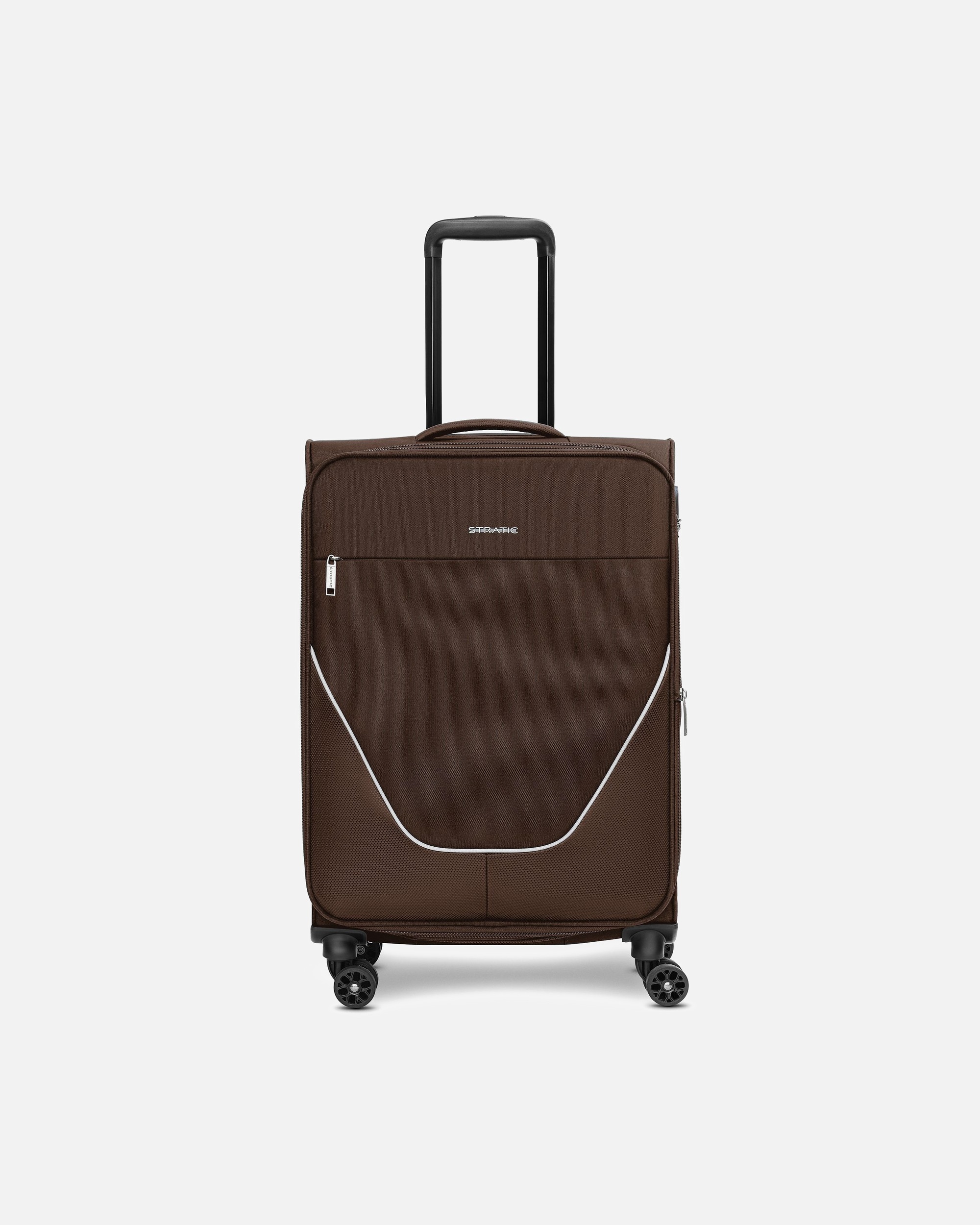 Trolley für Männlich Stratic taska 4-Rollen Trolley M 65 cm mit Dehnfalte coffee