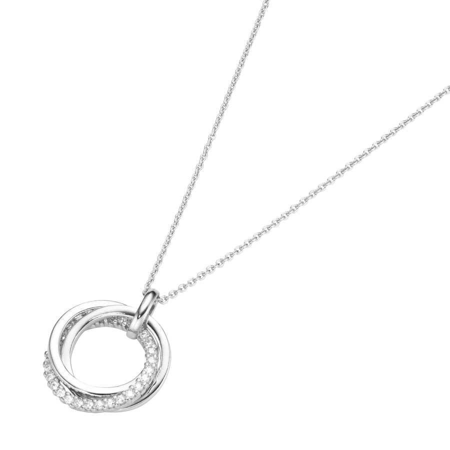 Smart Jewel Kette 3 Ringe verschlungen, Zirkoina Steine, Silber 925 45 cm Weiss Damen