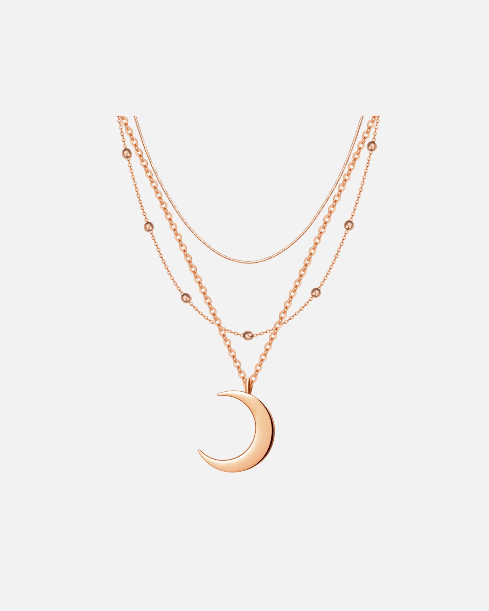 Kette für Weiblich Hey Happiness Default Brand Line Layered Ketten-Set 3-reihig Edelstahl Rosegold
