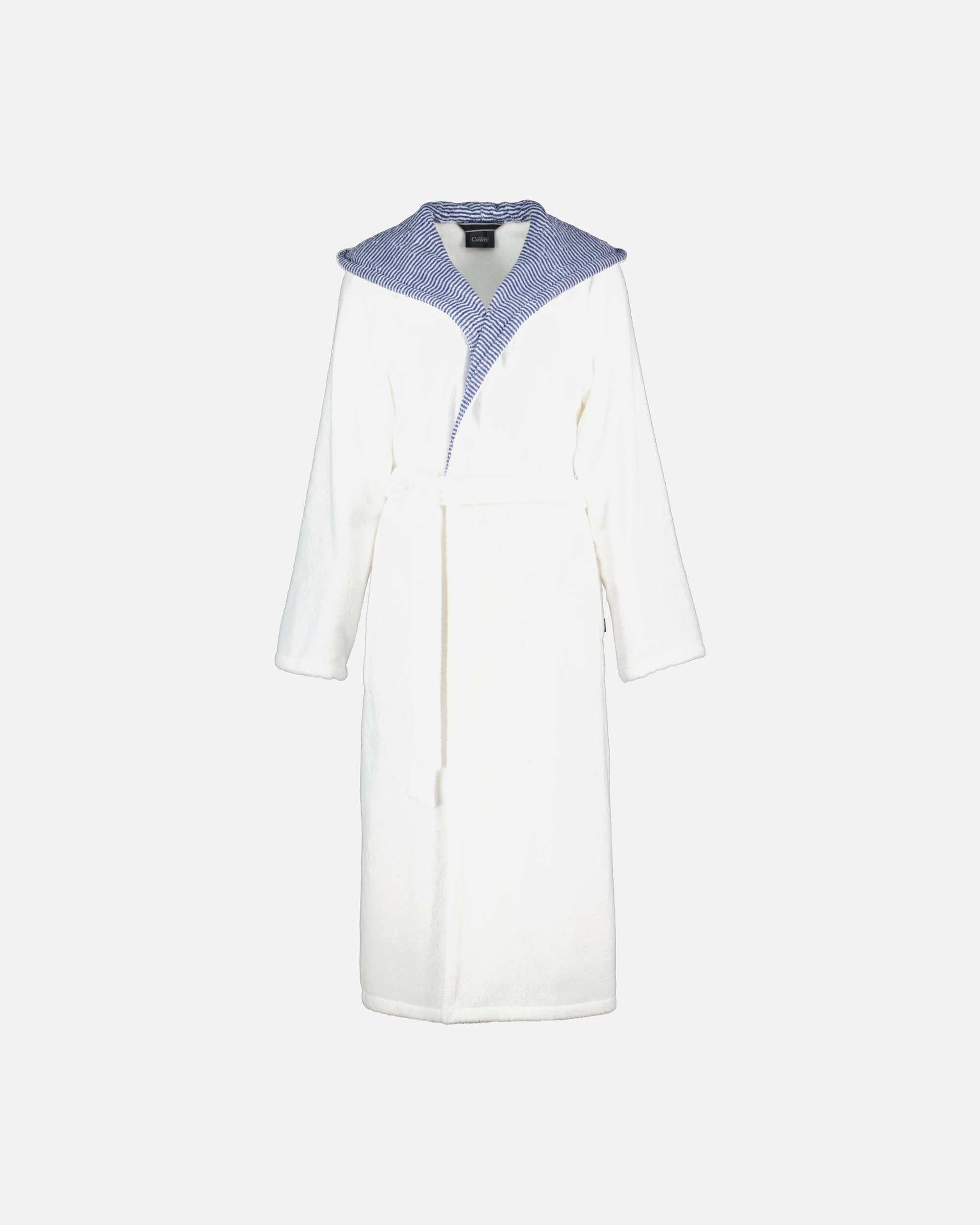 Bademantel für Weiblich Cawö Cawö Bademäntel Damen Kapuze Classic 4345 weiß-blau - 601 XL