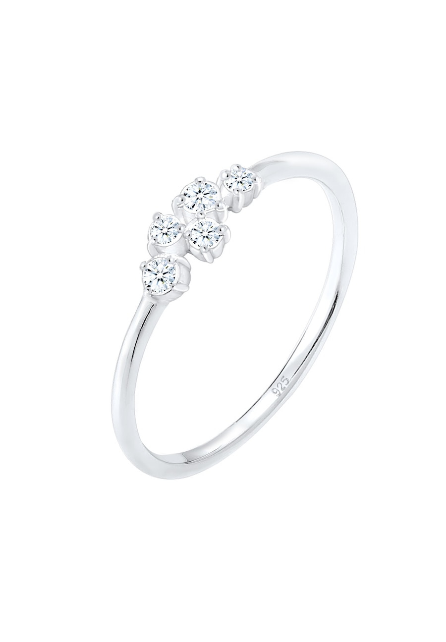 Elli DIAMONDS Ring Verlobung Diamant (0.105 ct) Pavé 925 Silber 56 Damen