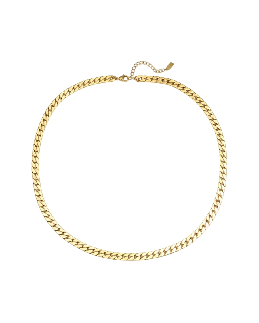 Hey Happiness Breite Cuban Chain Kette aus Edelstahl Gold Hellbraun Herren