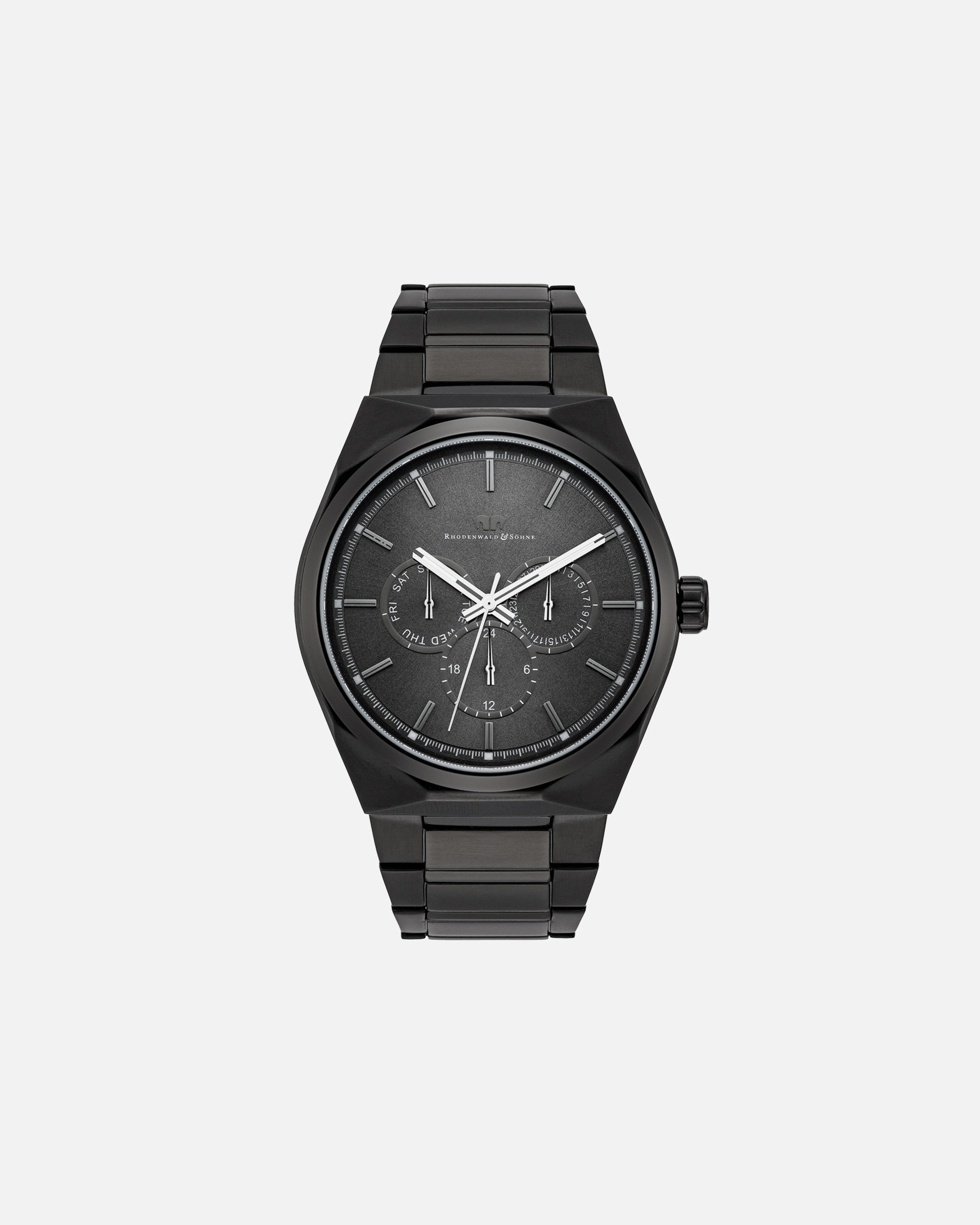 Uhr für Männlich Rhodenwald & Söhne Armband-Uhr Cooledge aus Edelstahl in schwarz 200,0 mm