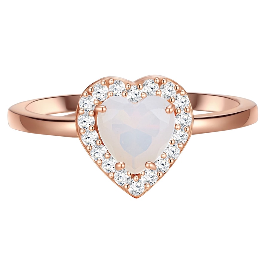 Glanzstücke München Ring Herz aus Sterling Silber in roségold mit Mondstein (synth.) 56 Damen