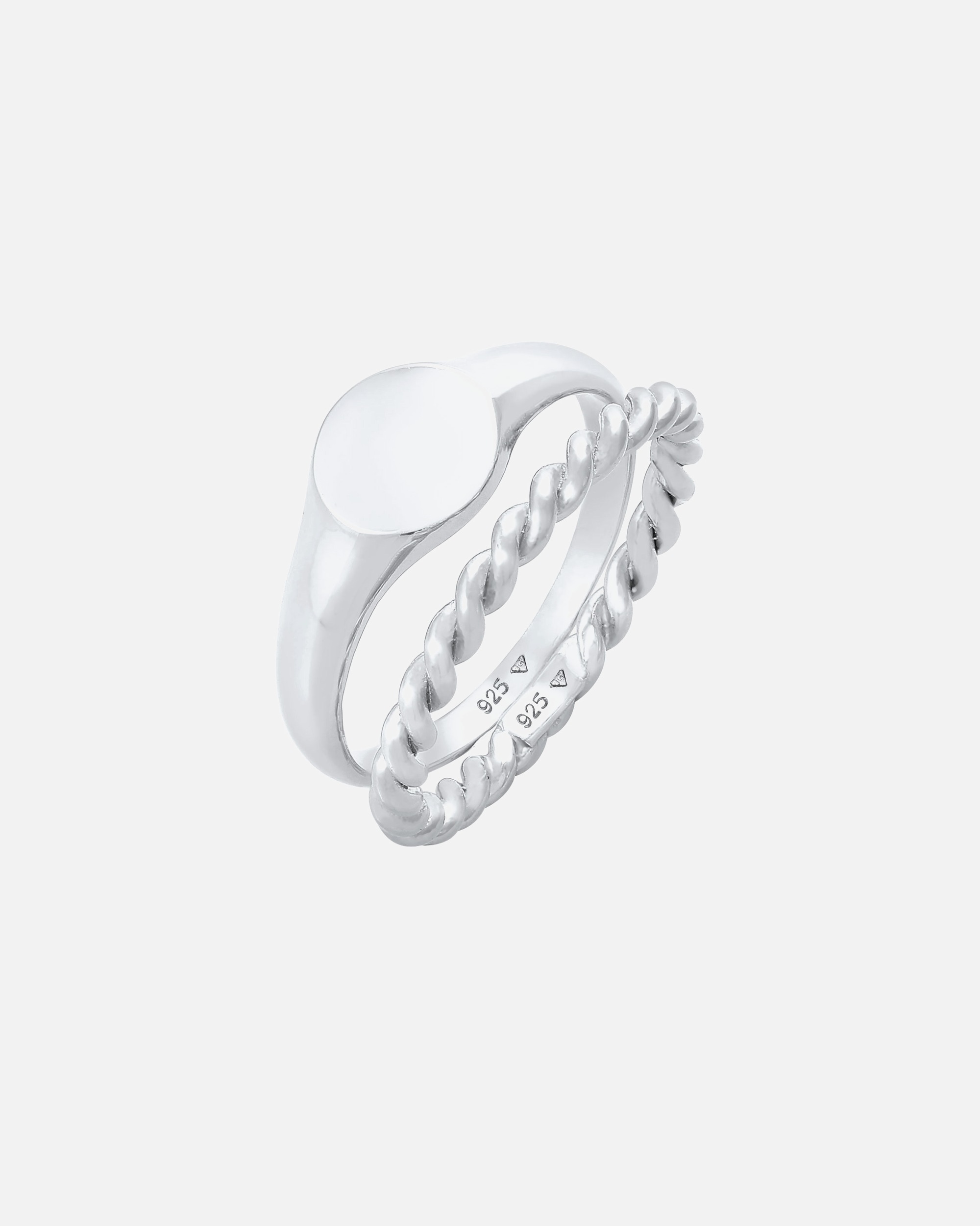 Ring für Weiblich Elli Siegelring Basic Bandring Twist 2er Set 925 Silber 58