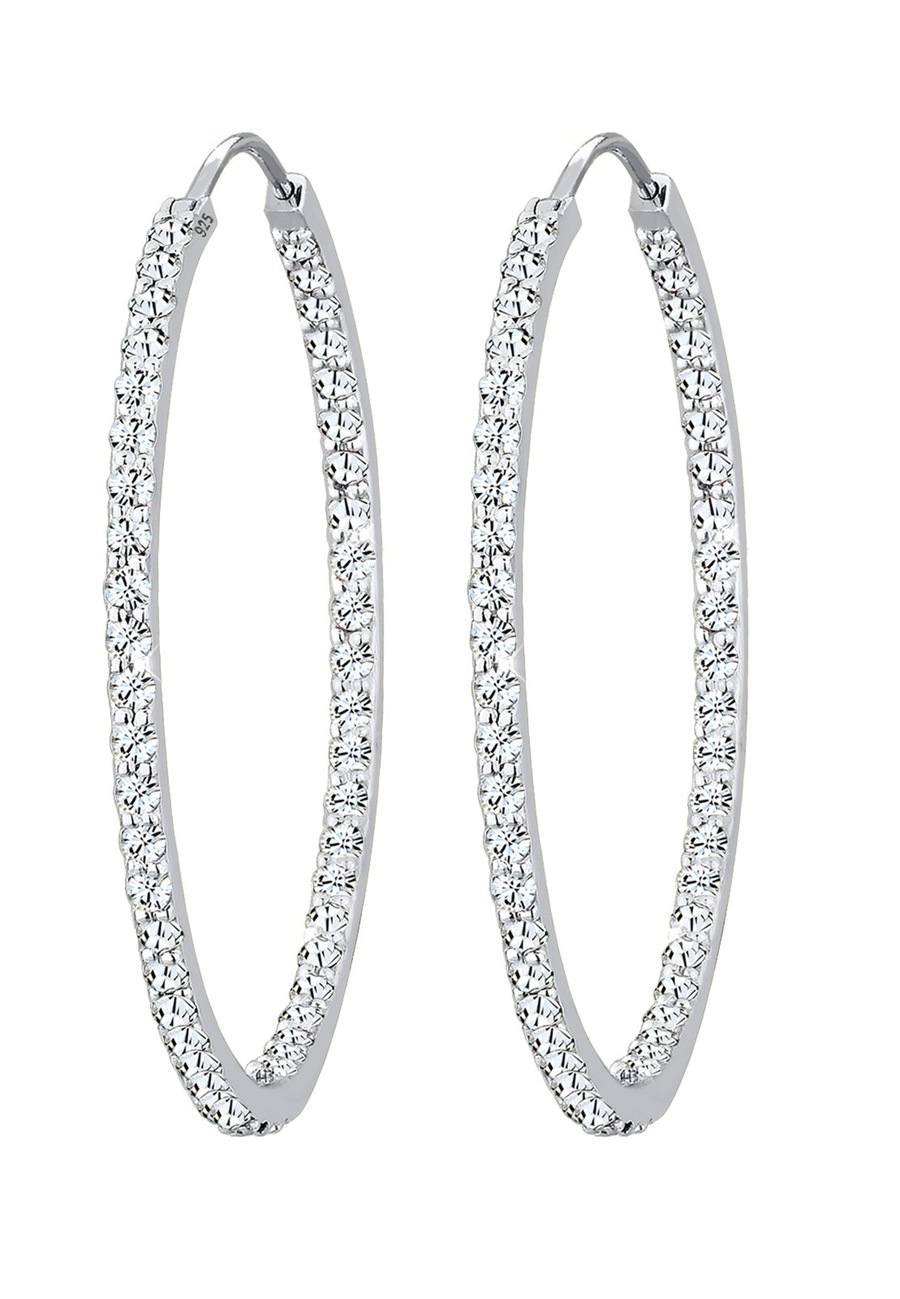 Elli PREMIUM Creolen 925 Silber, mit Kristallen von Swarovski Weiß Damen