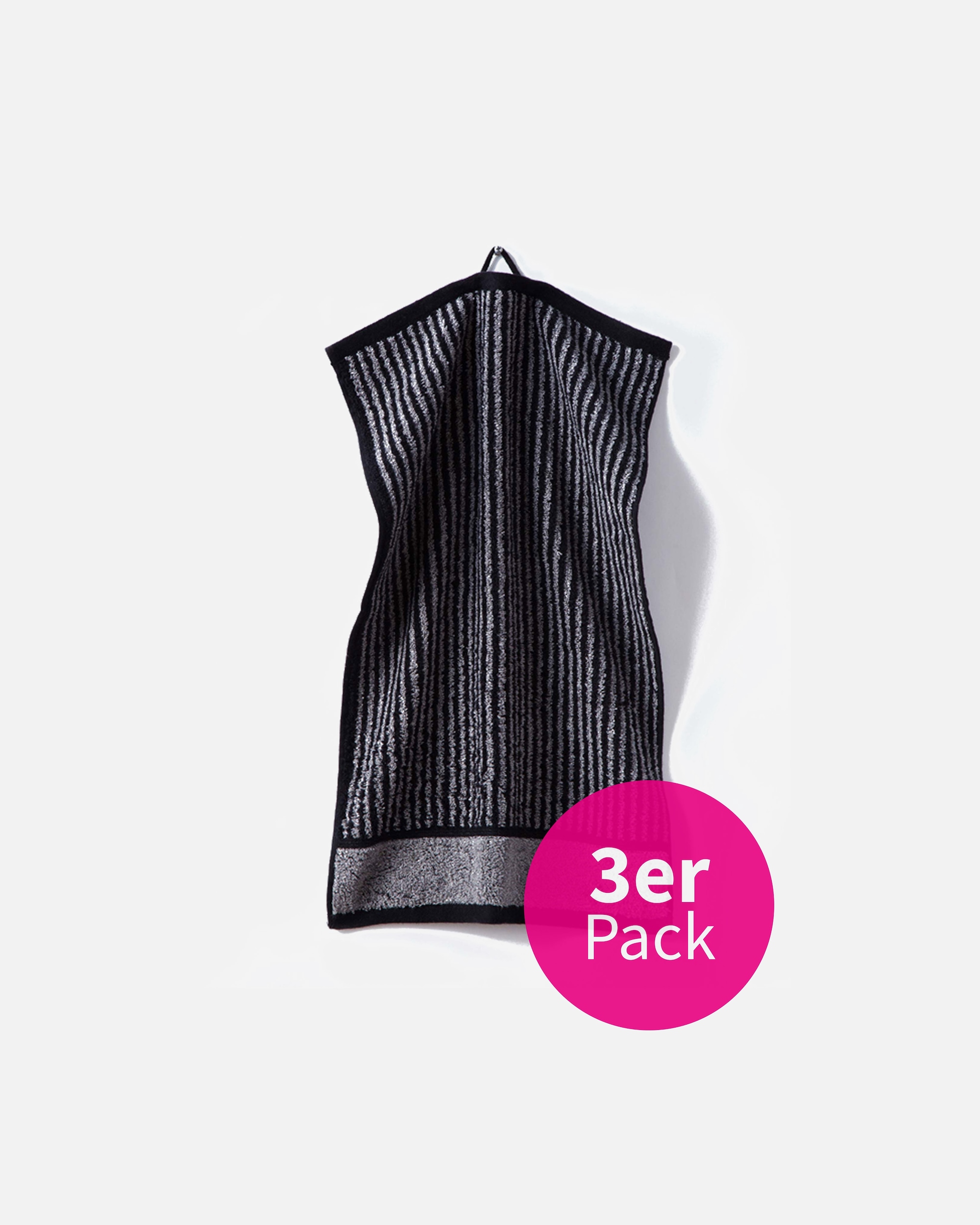 Handtuch für Unisex grace grand spa Gästetuch 3er-Pack mit klassischen Streifen grau