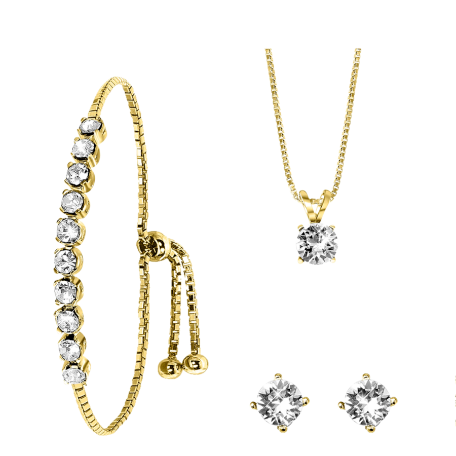 Lucardi Set 925 Silber Gold - Weiß 42.0mm Damen