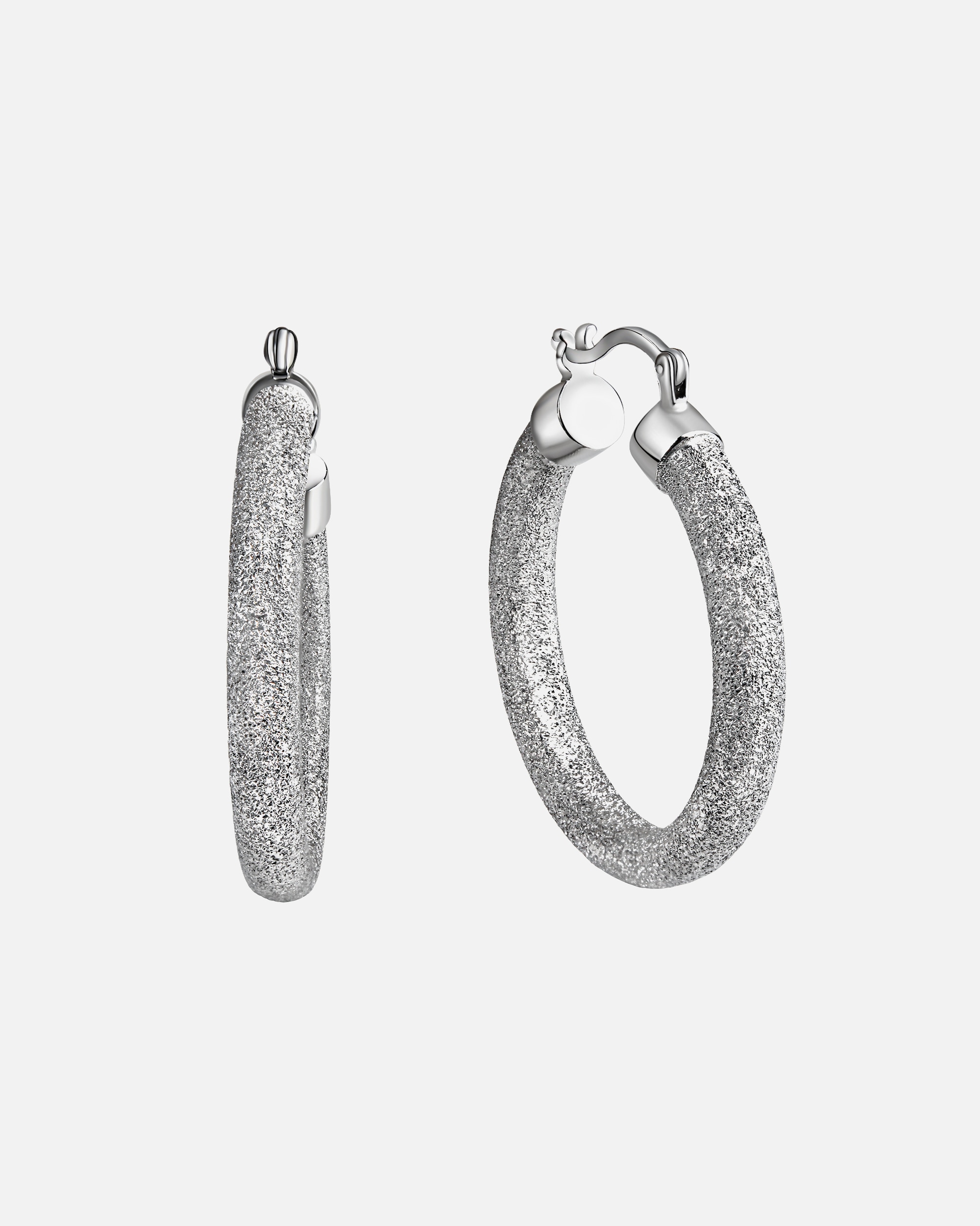 Creolen für Weiblich Celesta Creolen 925/- Sterling Silber ohne Stein Silbergrau