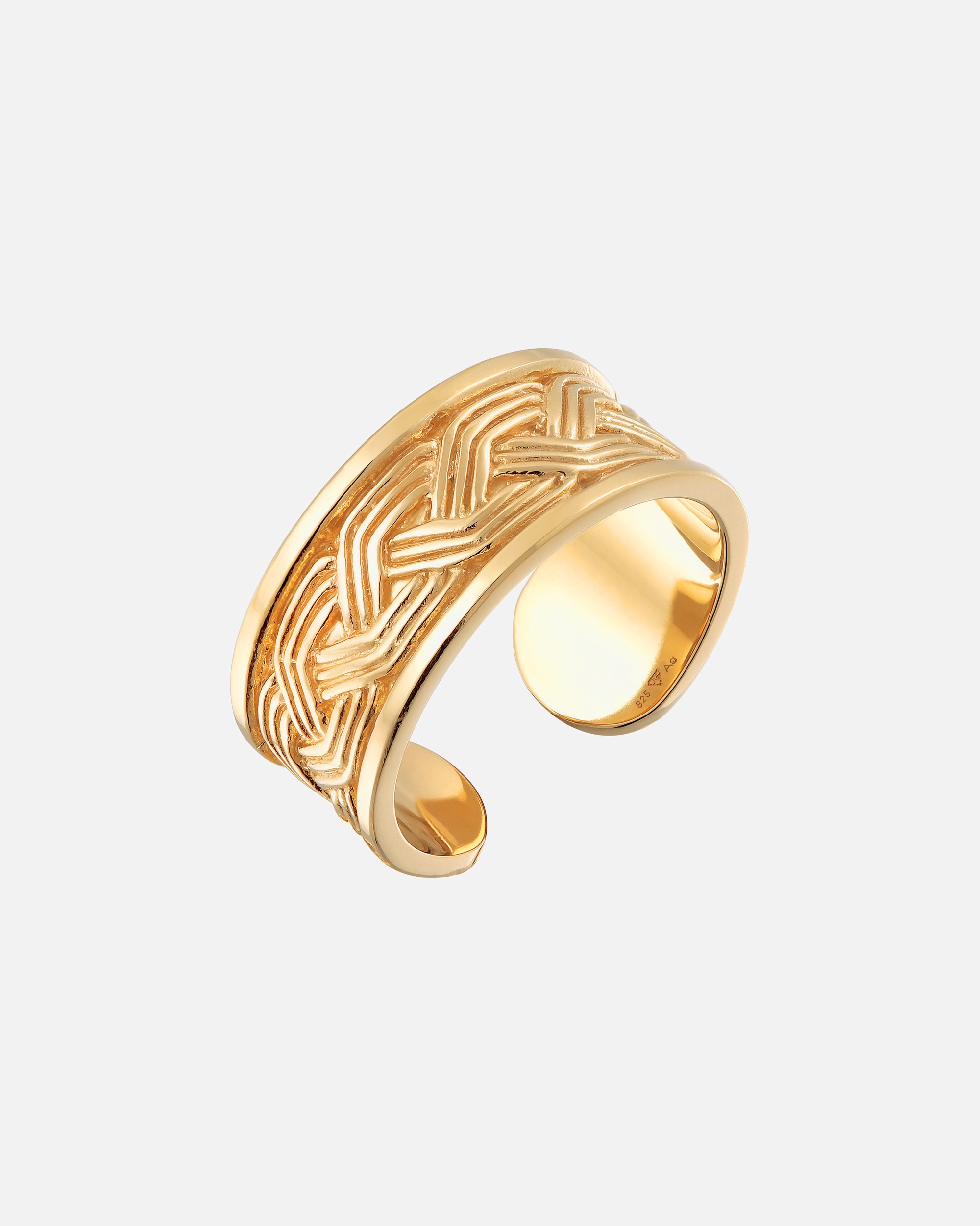 Ring für Männlich KUZZOI Herren Bandring Ornament Design Offen 925 Silber goldfarben