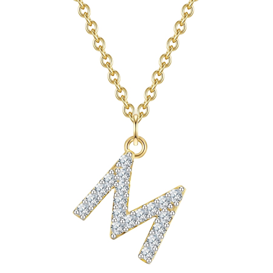 Glanzstücke München Halskette Buchstabe E Sterling Silber Zirkonia in Gelbgold M Damen