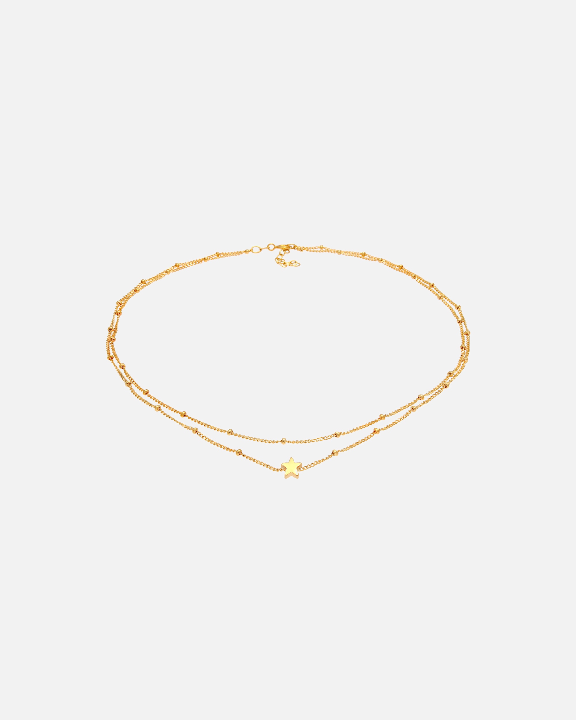 Halskette für Weiblich Elli Choker Layer Look Kugelkette Stern 925 Sterling Silber goldfarben