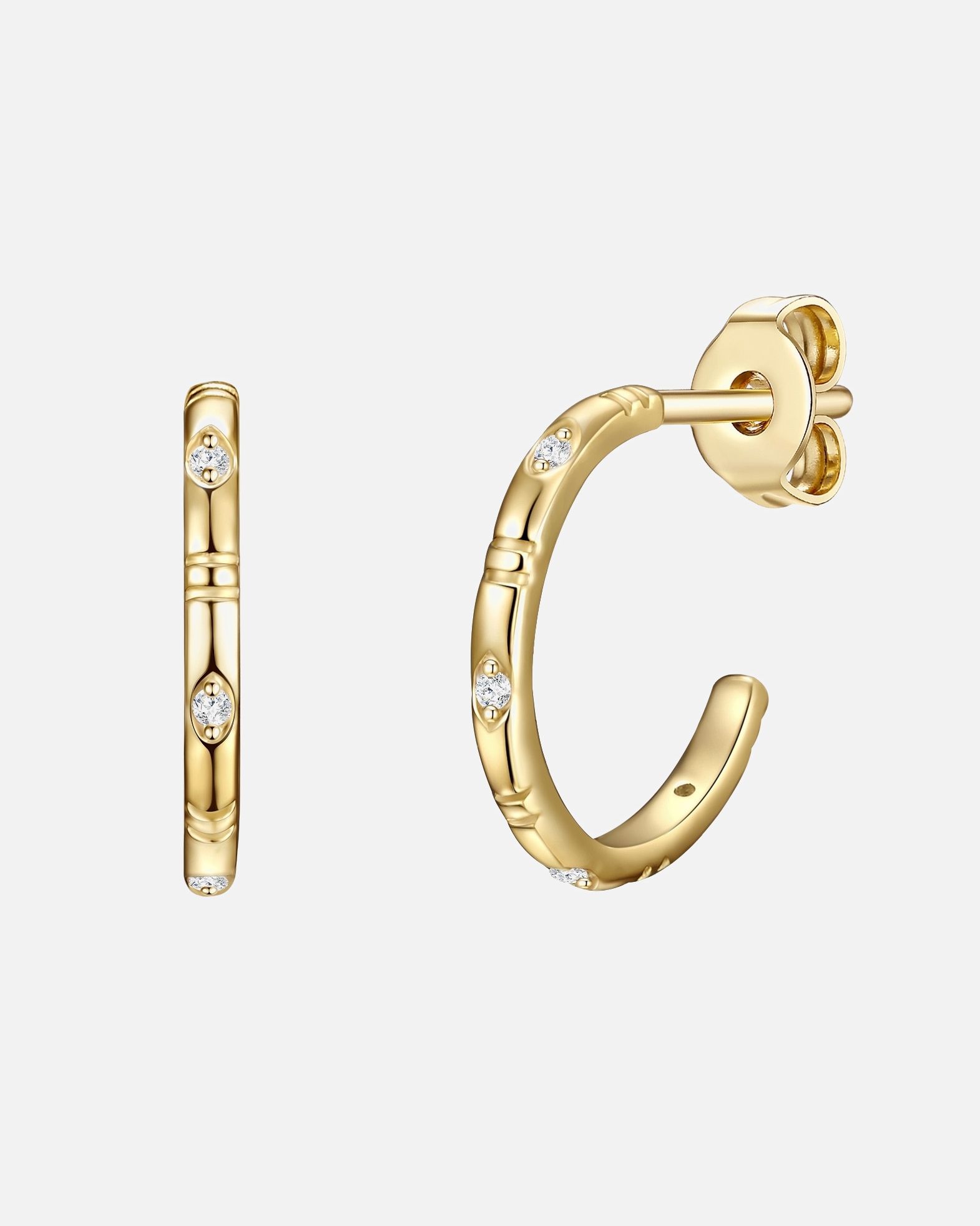 Ohrringe für Weiblich Glanzstücke München Creolen Sterling Silber Zirkonia in Gelbgold 13,6 mm