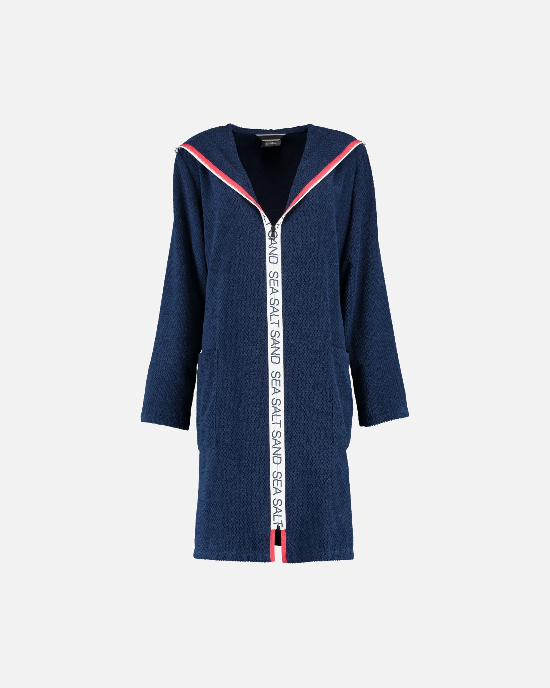 Bademantel für Weiblich Cawö Cawö Bademäntel Damen Reißverschluss mit Kapuze Sea Salt Sand 3101 navy - 133 M
