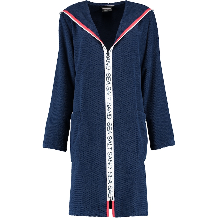 Cawö Bademäntel Damen Reißverschluss mit Kapuze Sea Salt Sand 3101 navy - 133 L Schwarz