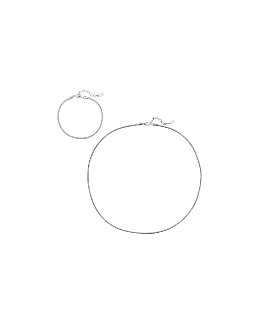 Hey Happiness Schlangenkette & Armband Herren Edelstahl Silber