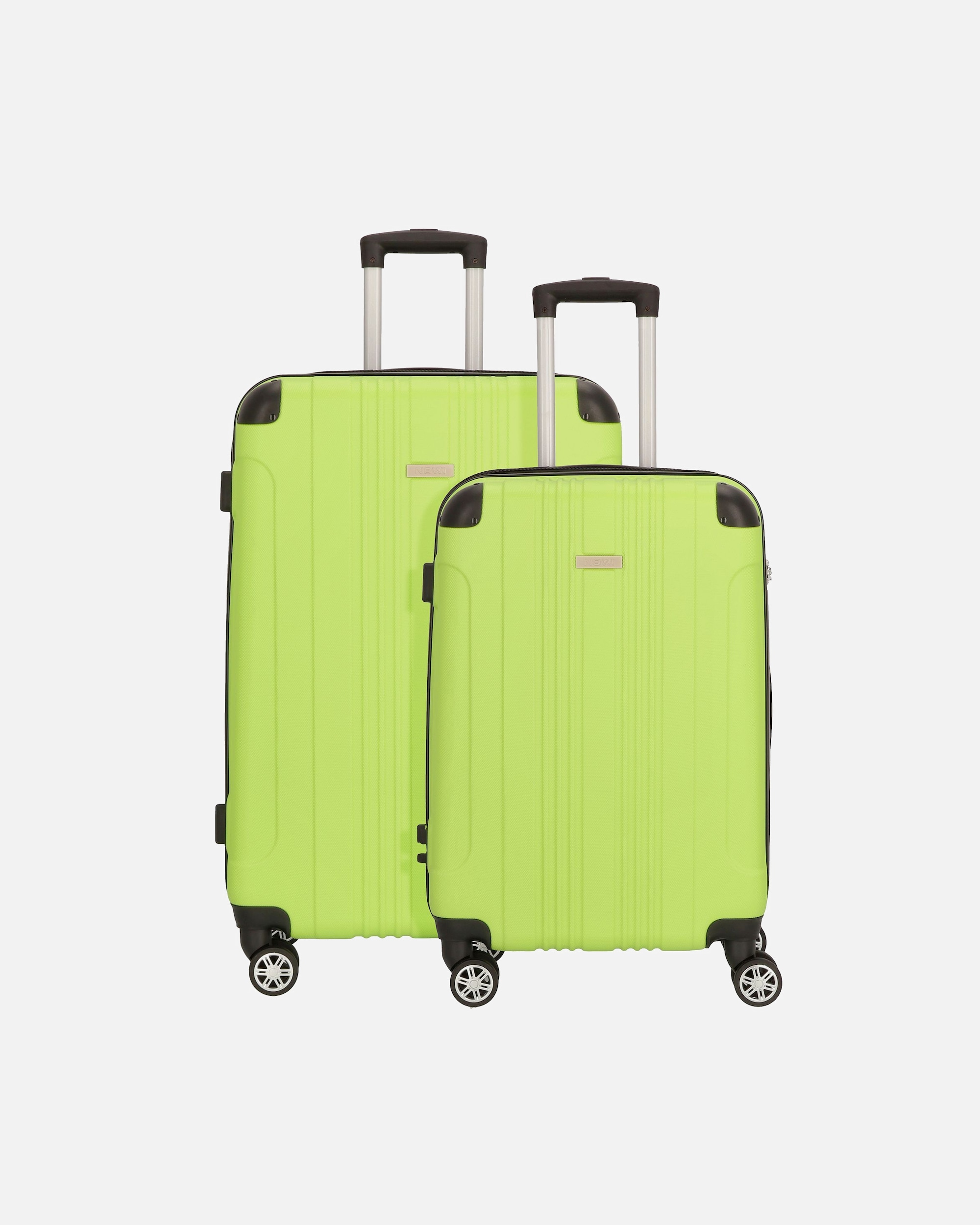 Koffer für Männlich NOWI Lugano 4 Rollen Kofferset 2-teilig schwarz-lime