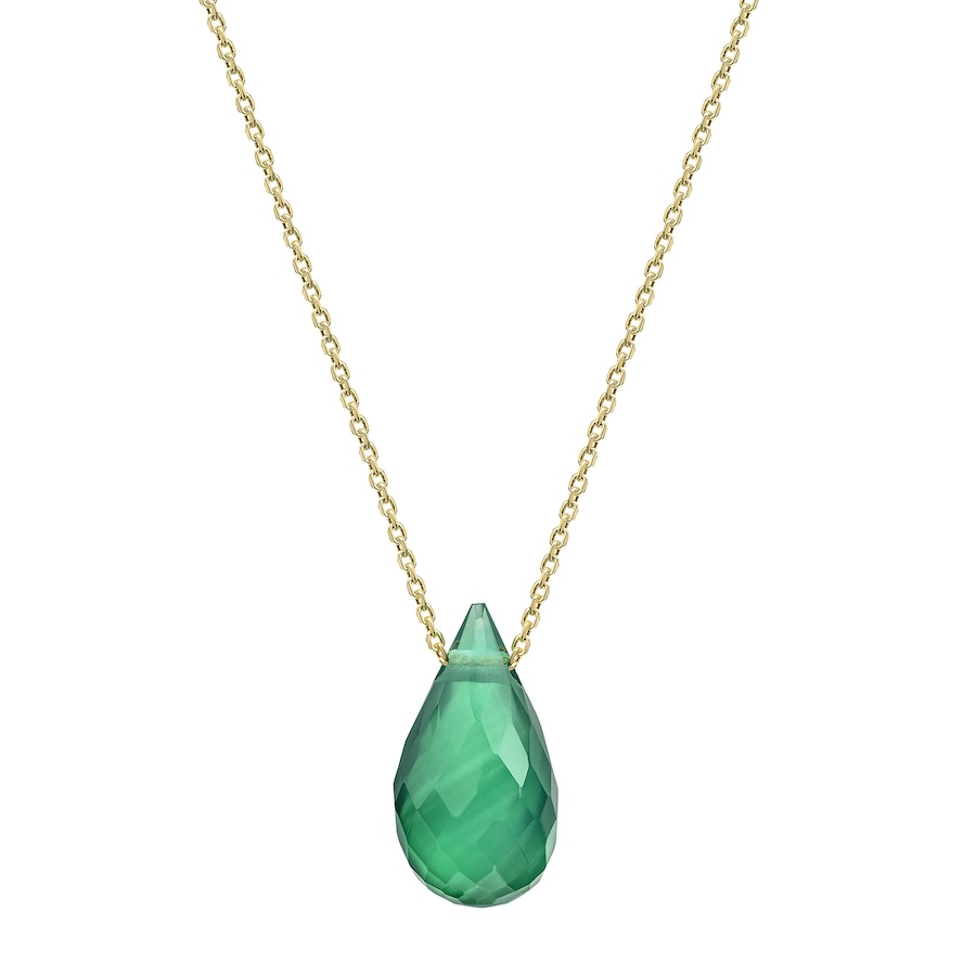 Celesta Collier 375 Gelbgold grüner Chalcedon 375/- Gold grün gelb vergoldet Damen