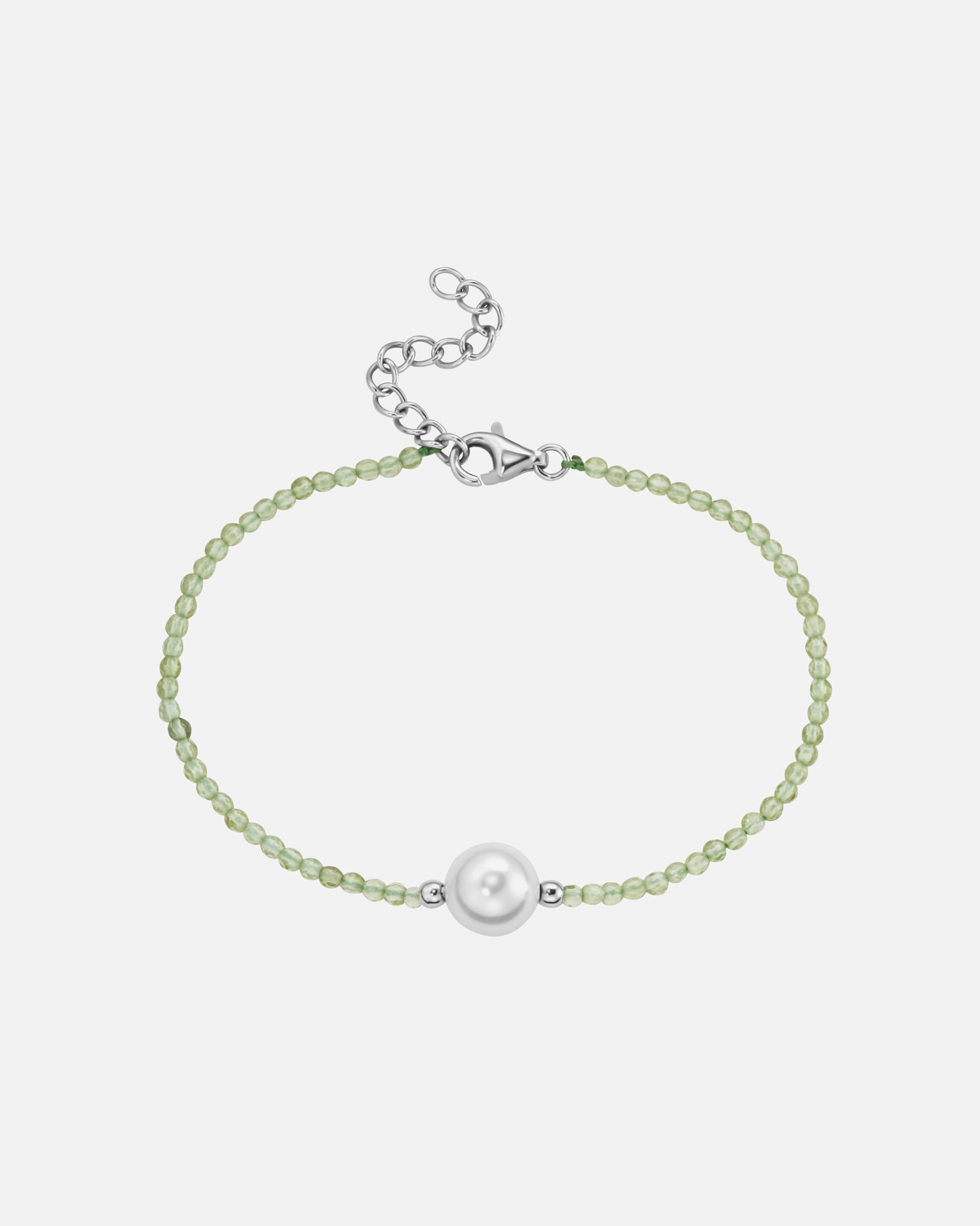 Armband für Unisex Smart Jewel Armband mit Edelstein-Kugeln + Muschelkern-Perle, Silber 925 Grün