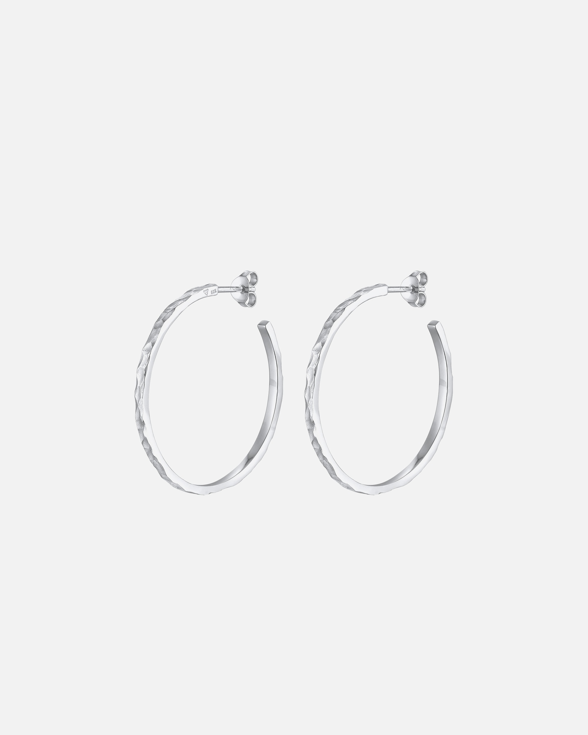 Ohrringe für Weiblich Elli Creolen Stecker Gehämmert Organic Look 925 Silber silberfarben