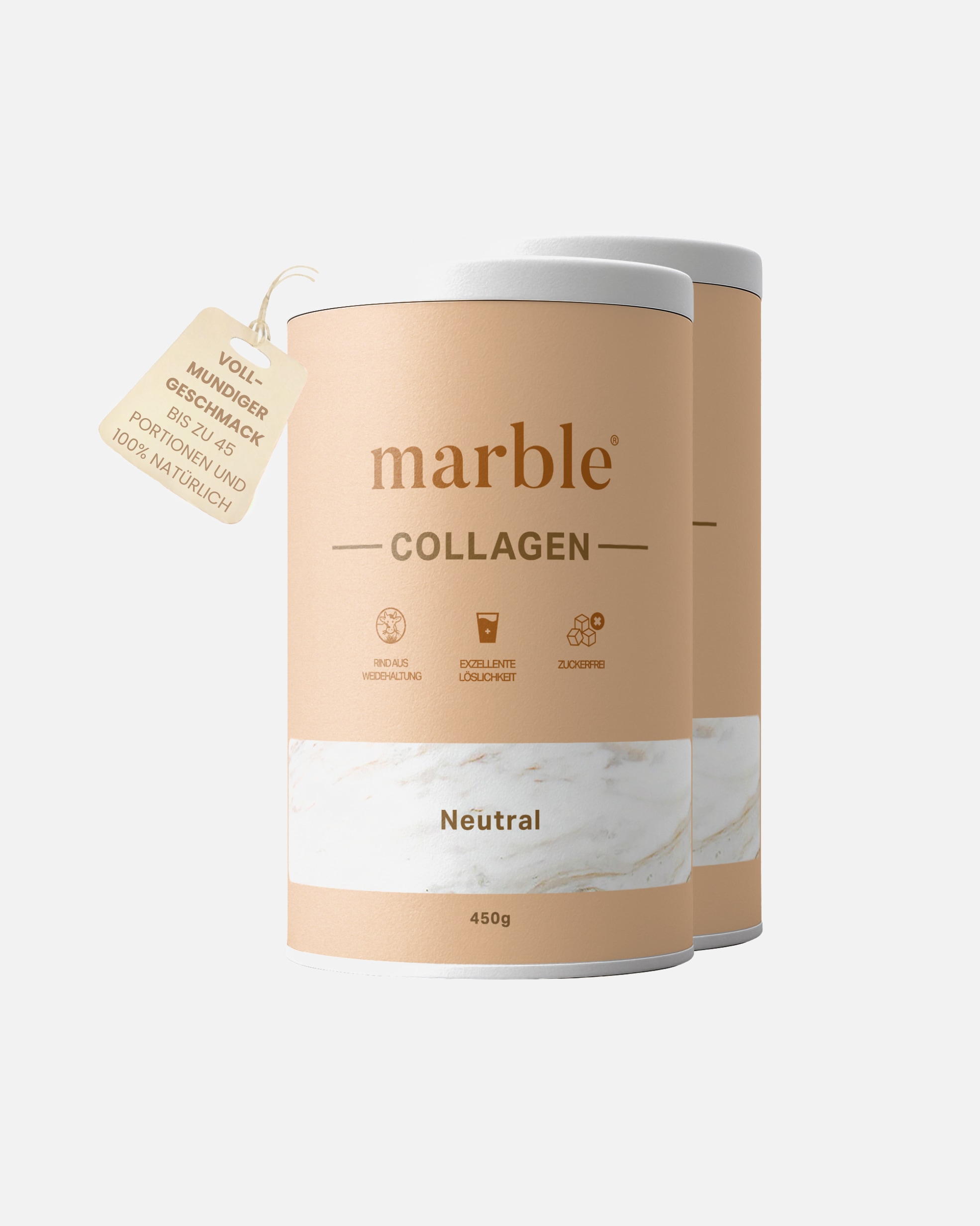 Anti-Aging-Nahrungsergänzung für Unisex marble Collagen Pulver – Neutral – 2er Pack 2er Pack marble Collagen Neutral