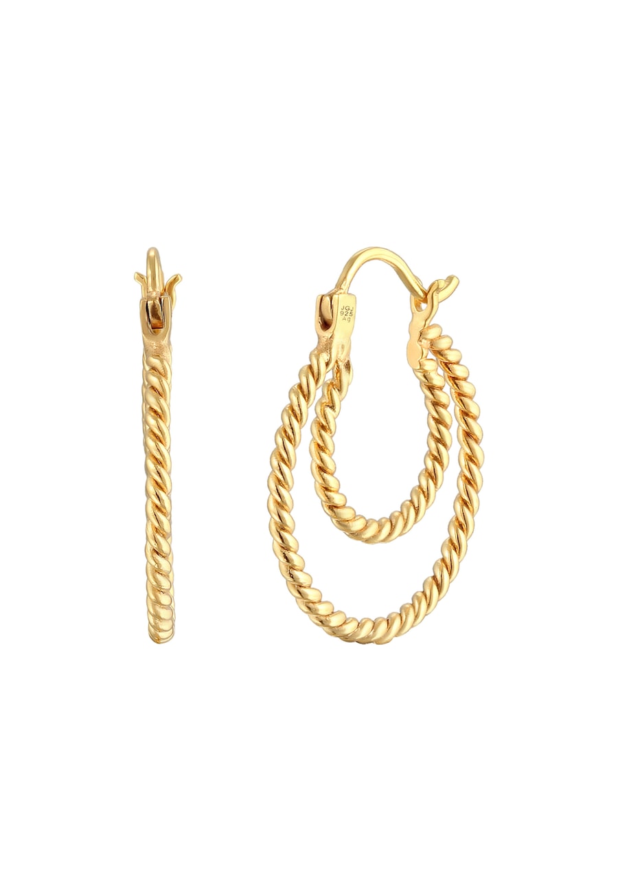 Elli Twisted Gedreht Creolen 925 Silber goldfarben Damen