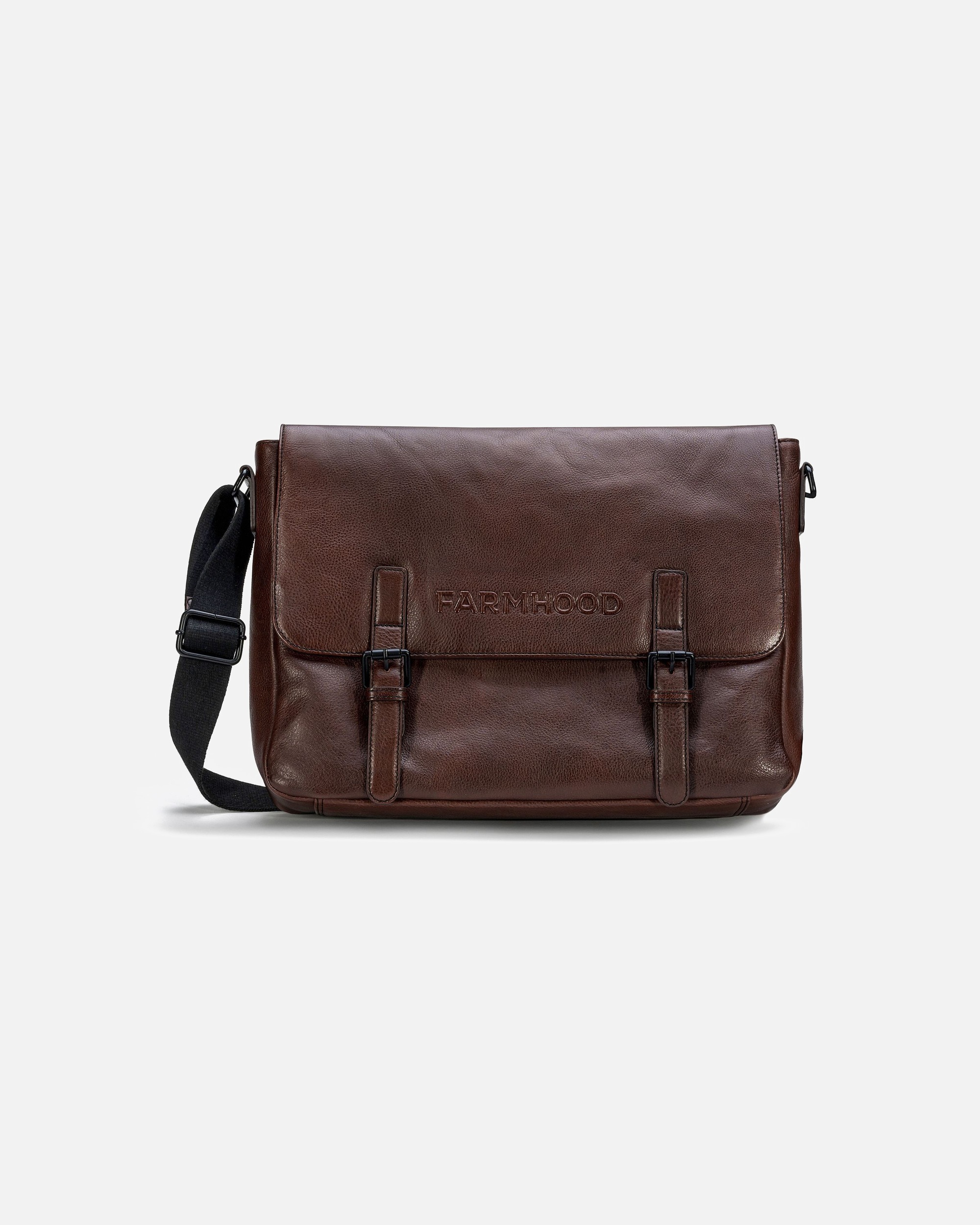 Laptoptasche für Männlich Farmhood Memphis Aktentaschen Messenger Leder 38 cm Laptopfach dark brown