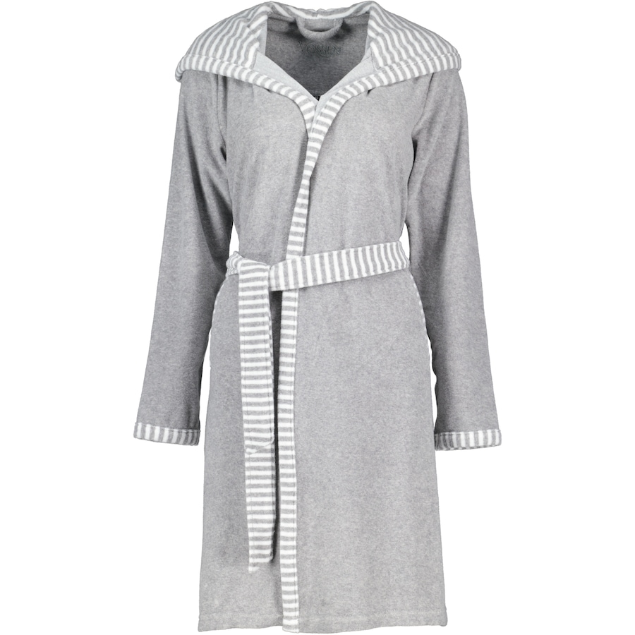 Vossen Bademäntel Damen Kurzmantel mit Kapuze Juno grau melange - 7380 XL Weiss