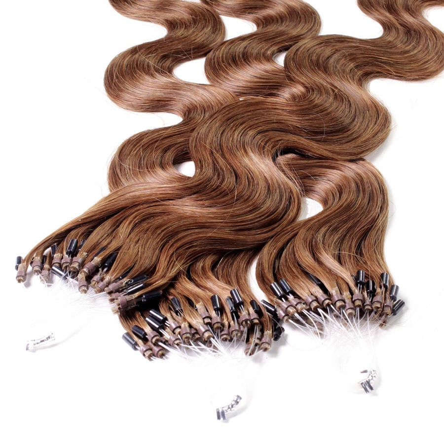 hair2heart Microring Extensions Echthaar #8/03 Hellblond Natur-Gold 0.5g 40cm Braun Damen