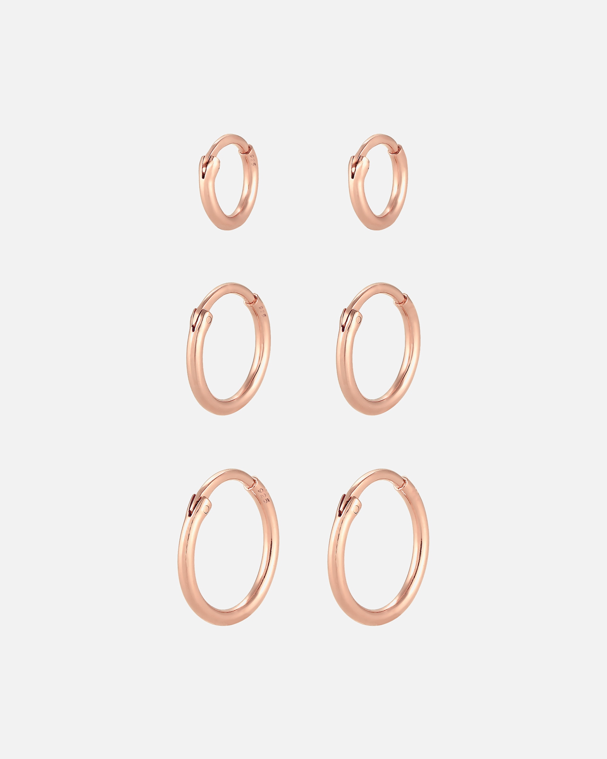 Ohrringe für Weiblich Elli Creolen Set Trio Basic Must-Have Trend 925 Silber rosefarben