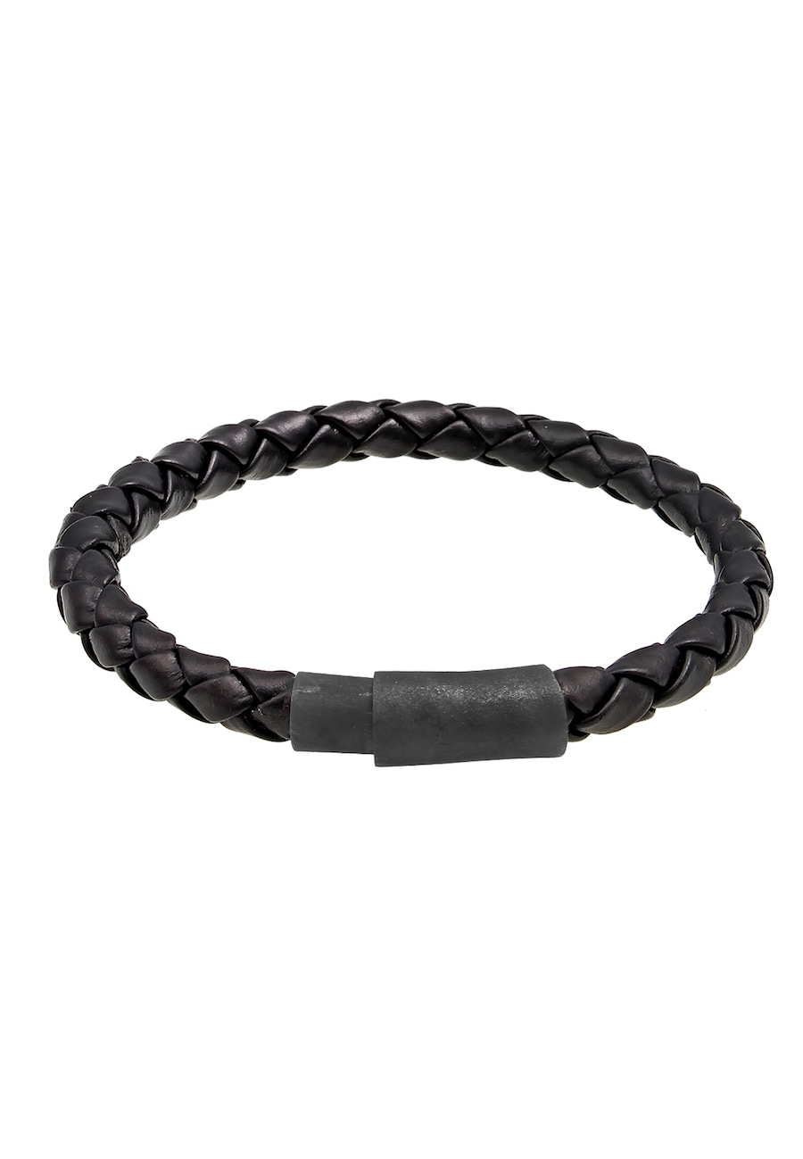 KUZZOI Herren Echtleder Geflochten Magnet Basic 925 Silber 23