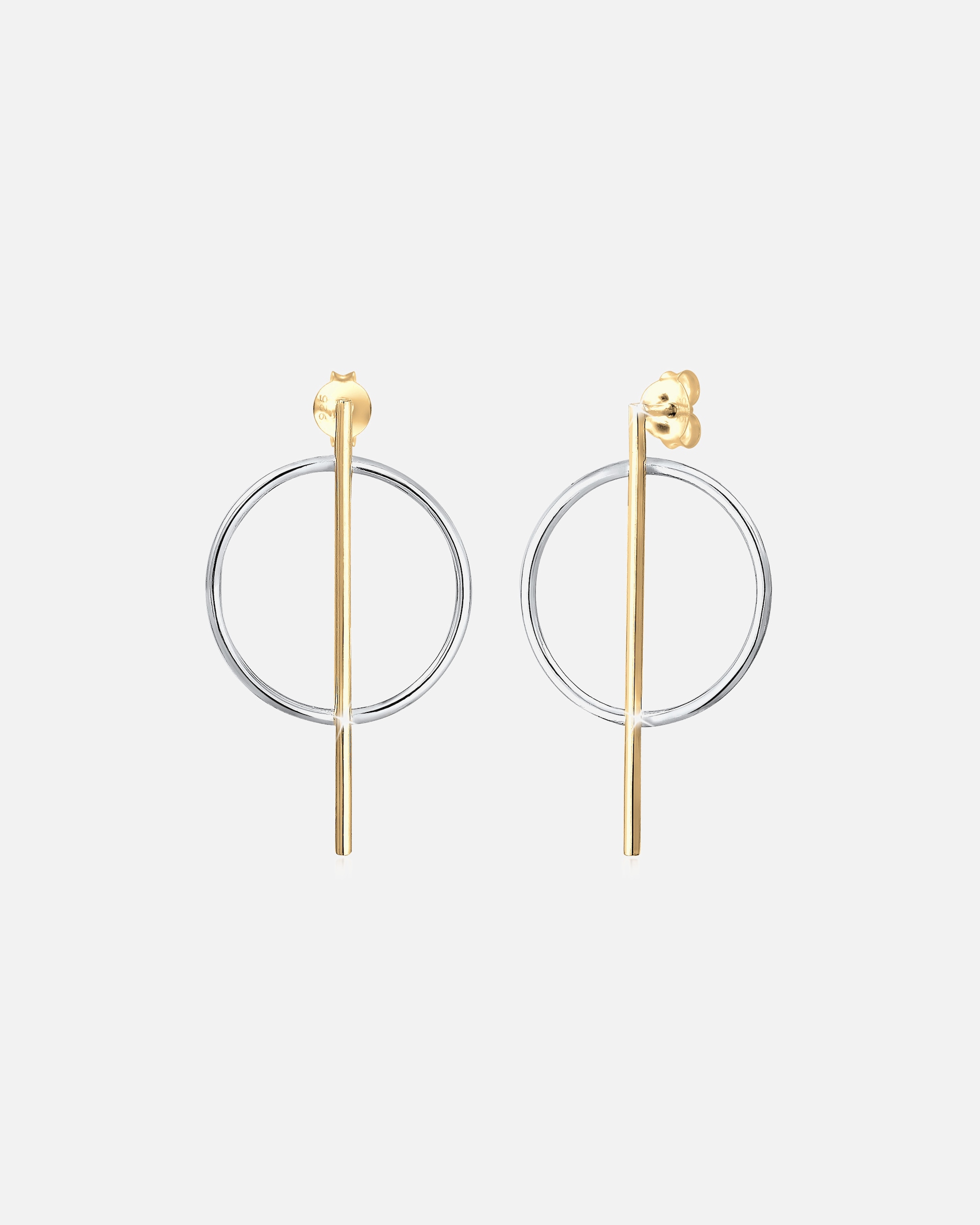 Ohrringe für Weiblich Elli Elli Ohrringe Ohrhänger Geo Look Kreis Basic Bi-Color 925 Silber goldfarben