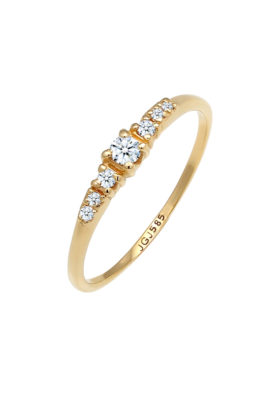 Elli DIAMONDS Verlobungsring Diamanten (0.11 ct) 585 Weißgold 56 Damen
