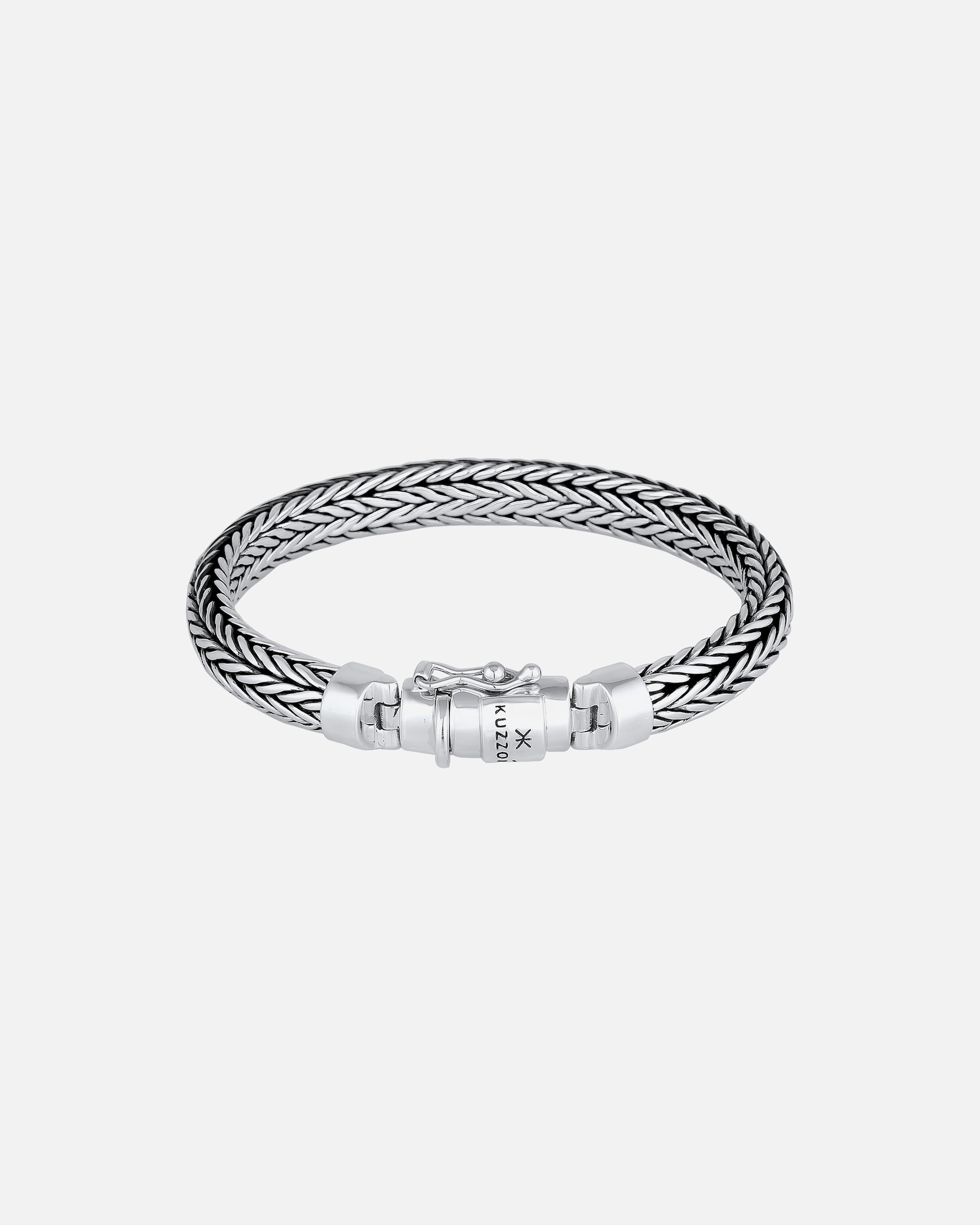 Armband für Männlich KUZZOI Herren Zopfglieder Kastenverschluss 925 Silber 21