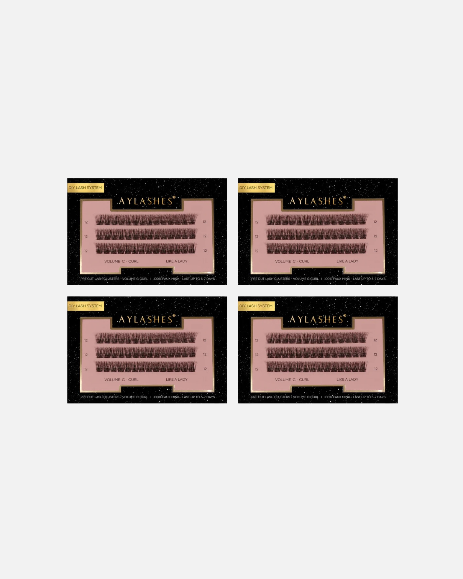 Künstliche Wimpern für Weiblich Aylashes PRE CUT WIMPERN BUNDLE LIKE A LADY BUNDLE - SHORT (8MM 10MM 12MM 14MM)