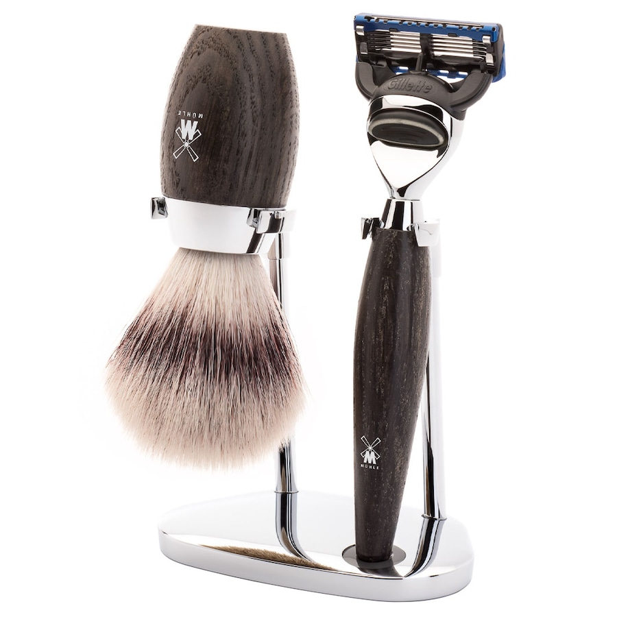 Mühle KOSMO 3-teiliges Rasierset, Silvertip Fibre , mit Rasierhobel Griffmaterial Mooreiche Herren