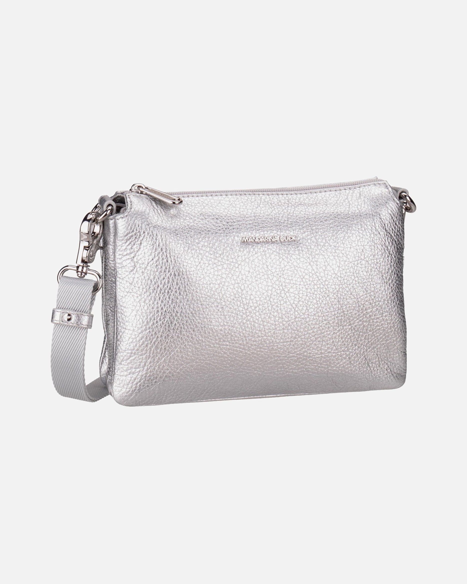 Umhängetasche für Weiblich Mandarina Duck Umhängetasche Mellow Leather Pochette FZT82 Silver