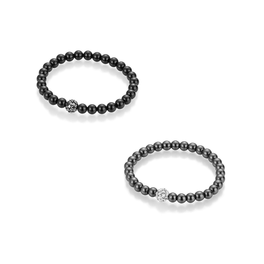 Smart Jewel Armband Armbänder Achat und Hämatitkugeln, Kristallsteine Onesize Violett Damen