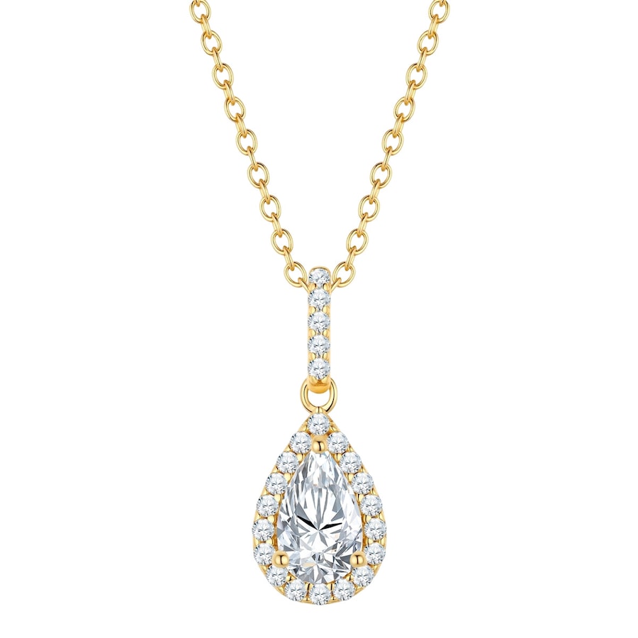 Glanzstücke München Kette mit Anhänger Sterling Silber gelbgold Zirkonia weiß 40,0 cm Basiskette + 5,0 Verlängerung Damen