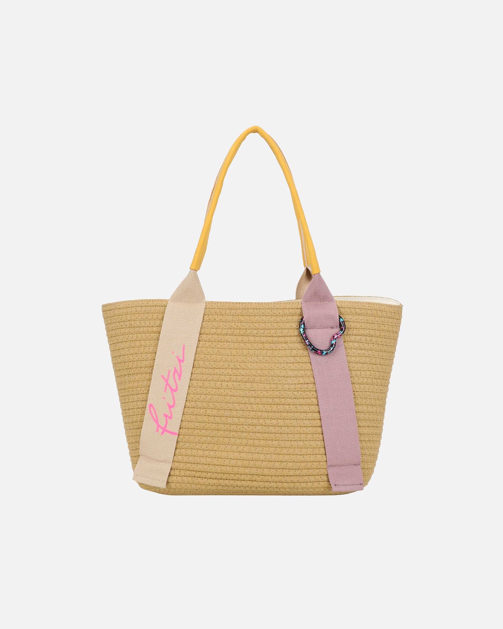 Tasche für Weiblich Fritzi aus Preußen Shopper Happy Summer Shopper mit Reißverschluss und Herz-Karabiner beige