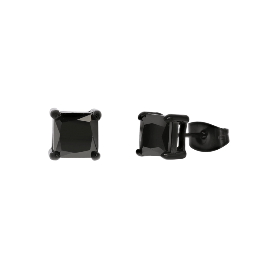 Lucardi Ohrringe Stahl - schwarz Damen