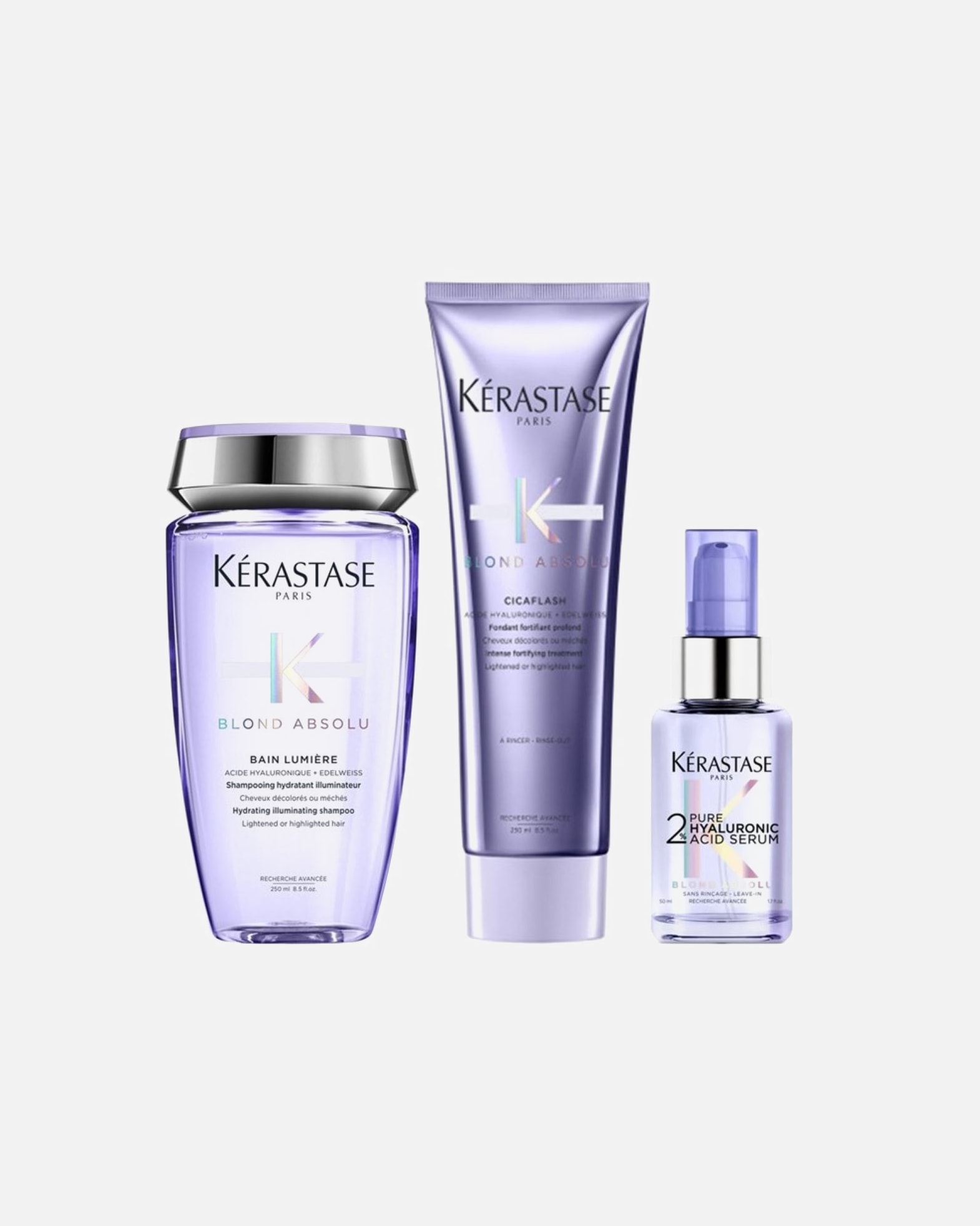 Haarpflegeset für Weiblich Kérastase Blond Absolu L 3er Set (Bain Lumière / Cicaflash / Hyaluronic Serum) 1 Stück