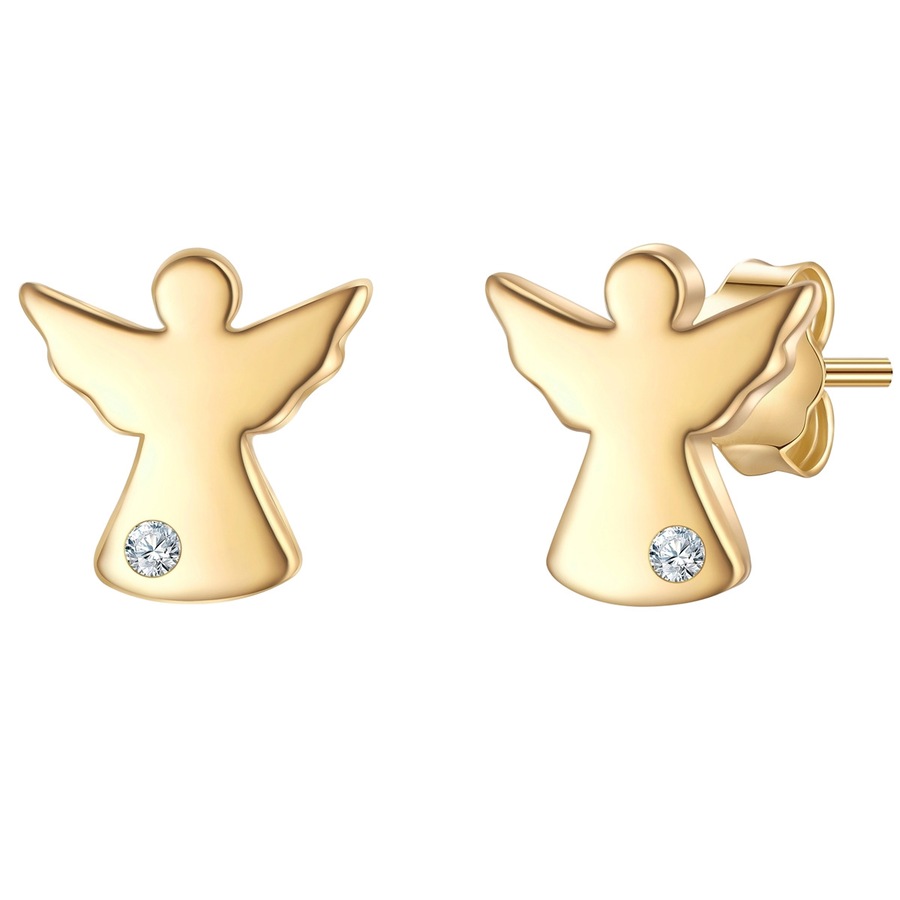 Glanzstücke München Ohrstecker Engel aus Sterling Silber in gelbgold mit Lab Grown Diamond 7,8 mm Damen