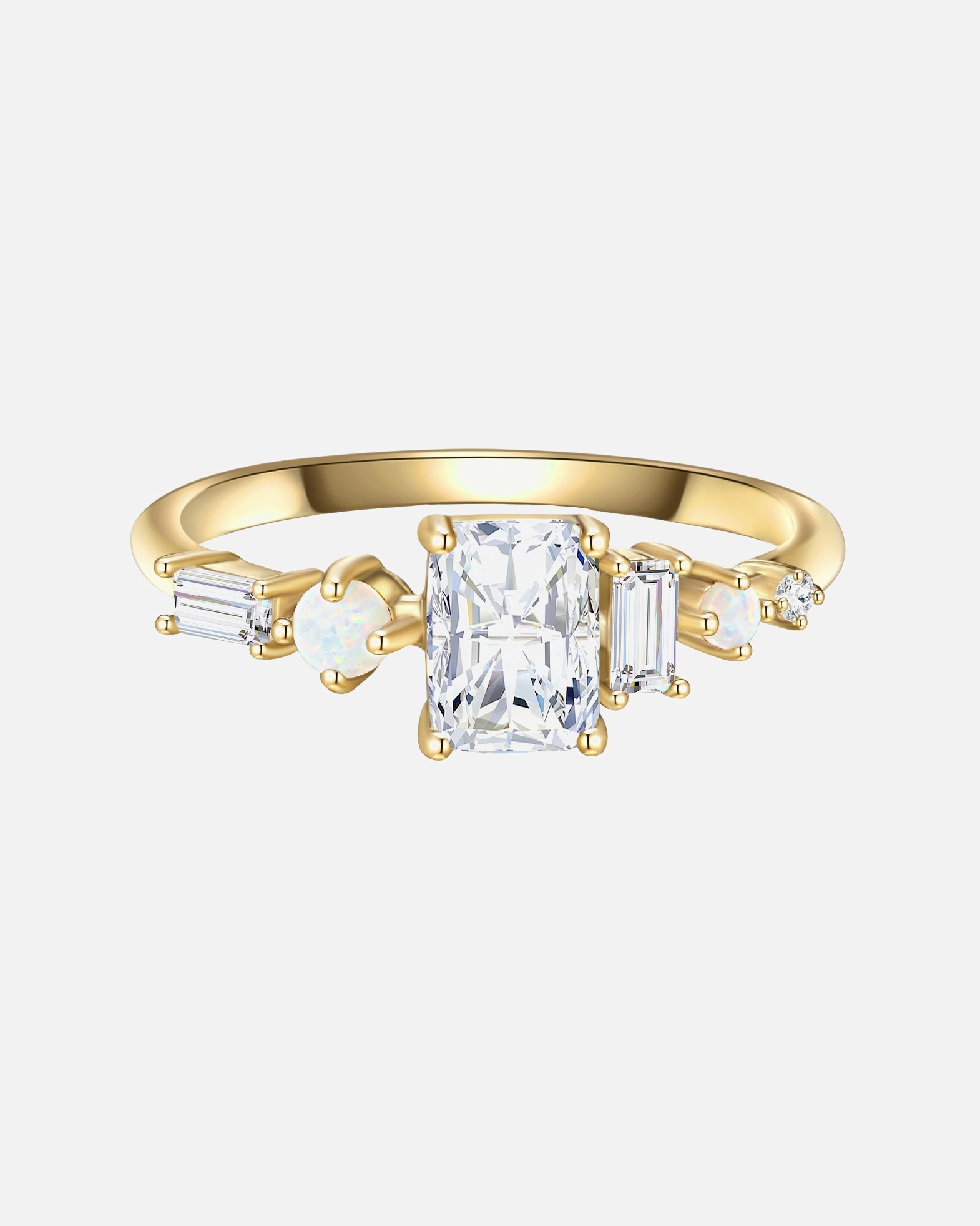 Ring für Weiblich Glanzstücke München Ring aus Sterling Silber in gelbgold mit Zirkonia und Opal 58