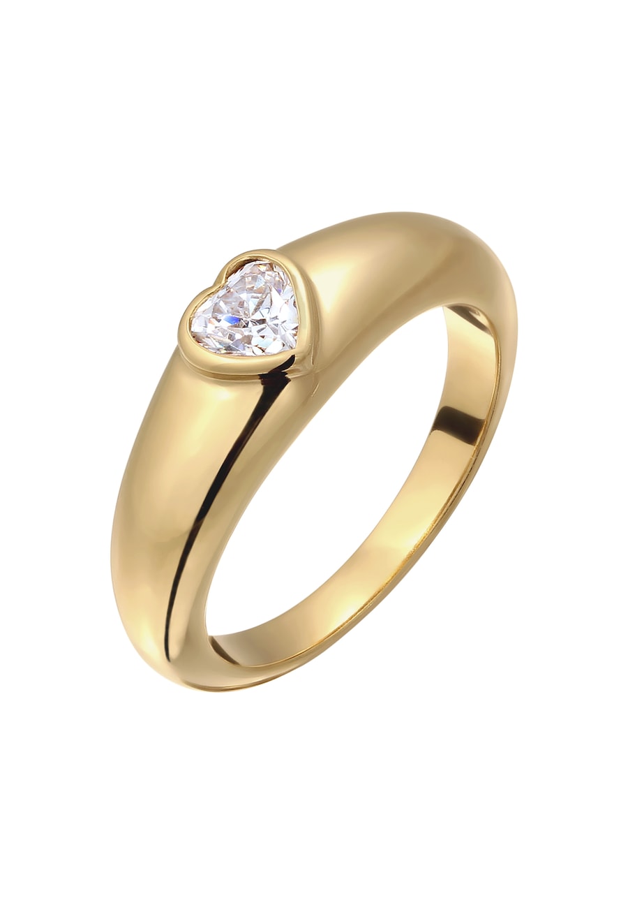 Elli Zirkonia Herz Bandring Liebe 925 Silber vergoldet 50 Damen