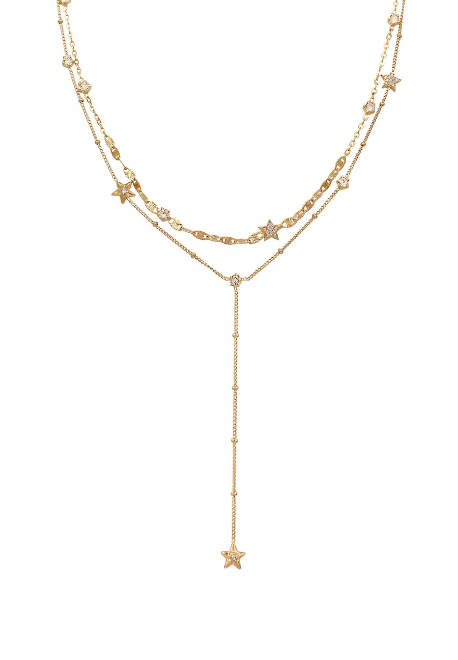 Elli Layer Sterne Kristallen von Swarovski Weiß 925 Sterling Silber goldfarben Damen