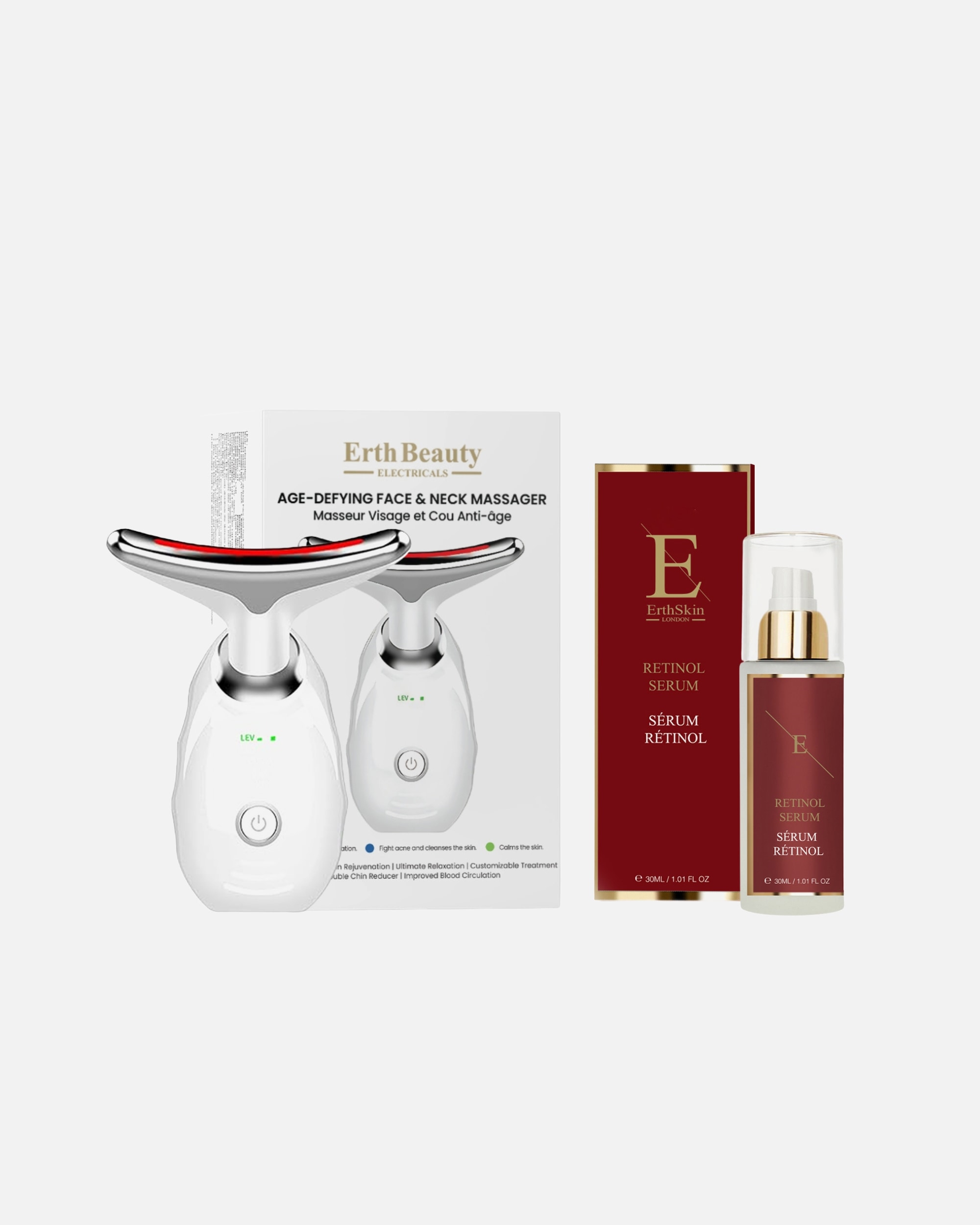 Gesichtsmassagegerät für Unisex ErthSkin London Gesichts Hals Massagegerät Duo Retinol 1 Stück