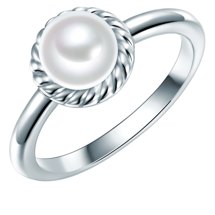 Valero Pearls Ring Sterling Silber Zirkonia Süßwasser-Zuchtperle in 58 Damen