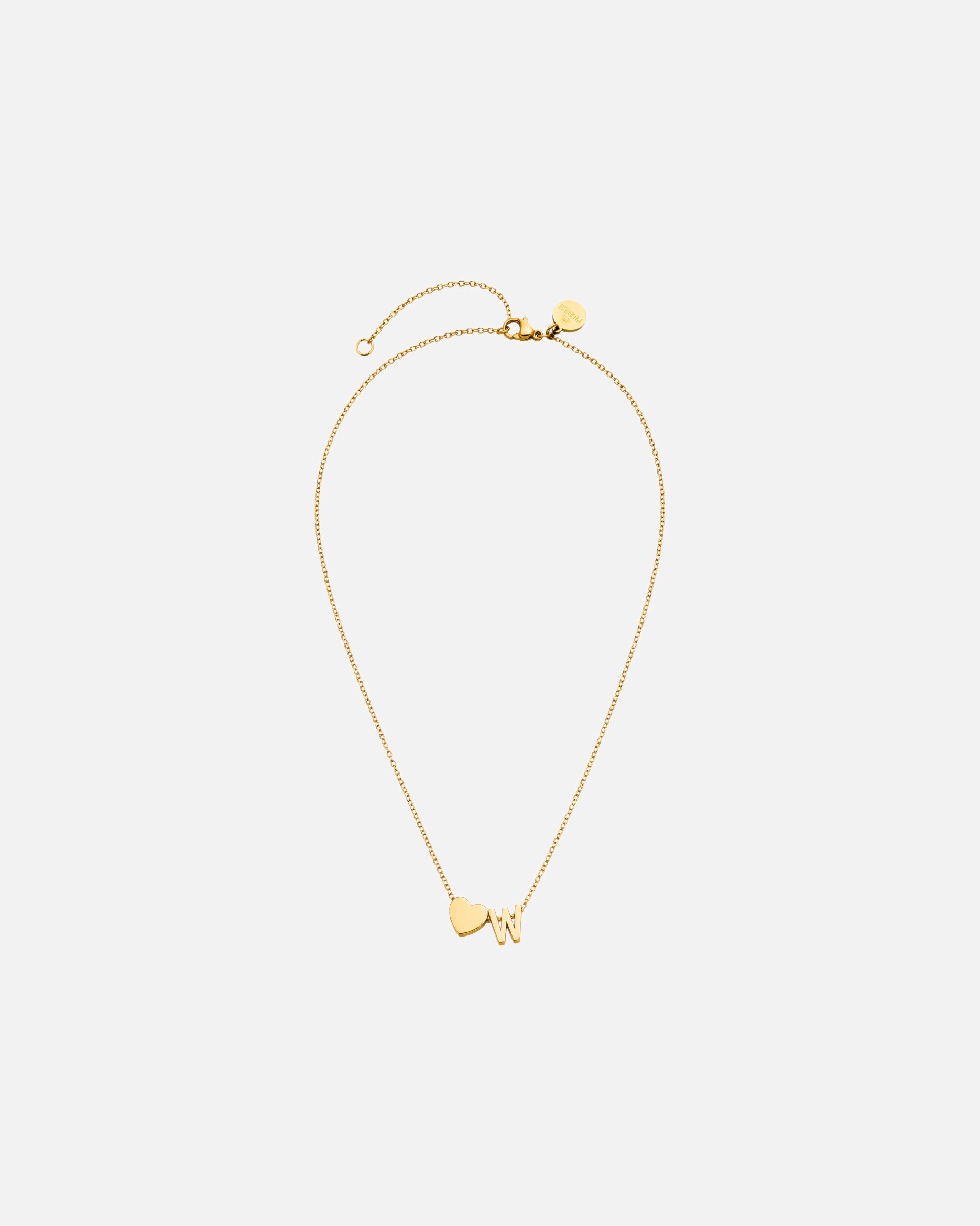 Halskette für Unisex Purelei Letter Heart W Kette 100% Edelstahl Gold